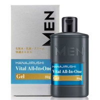 HANAJIRUSHI Vital ALL-In-One Gel 80g/ Мужской увлажняющий гель для лица «всё в одном» с тальком, аргинином, ментолом и растительными экстрактами, 80 грамм.
